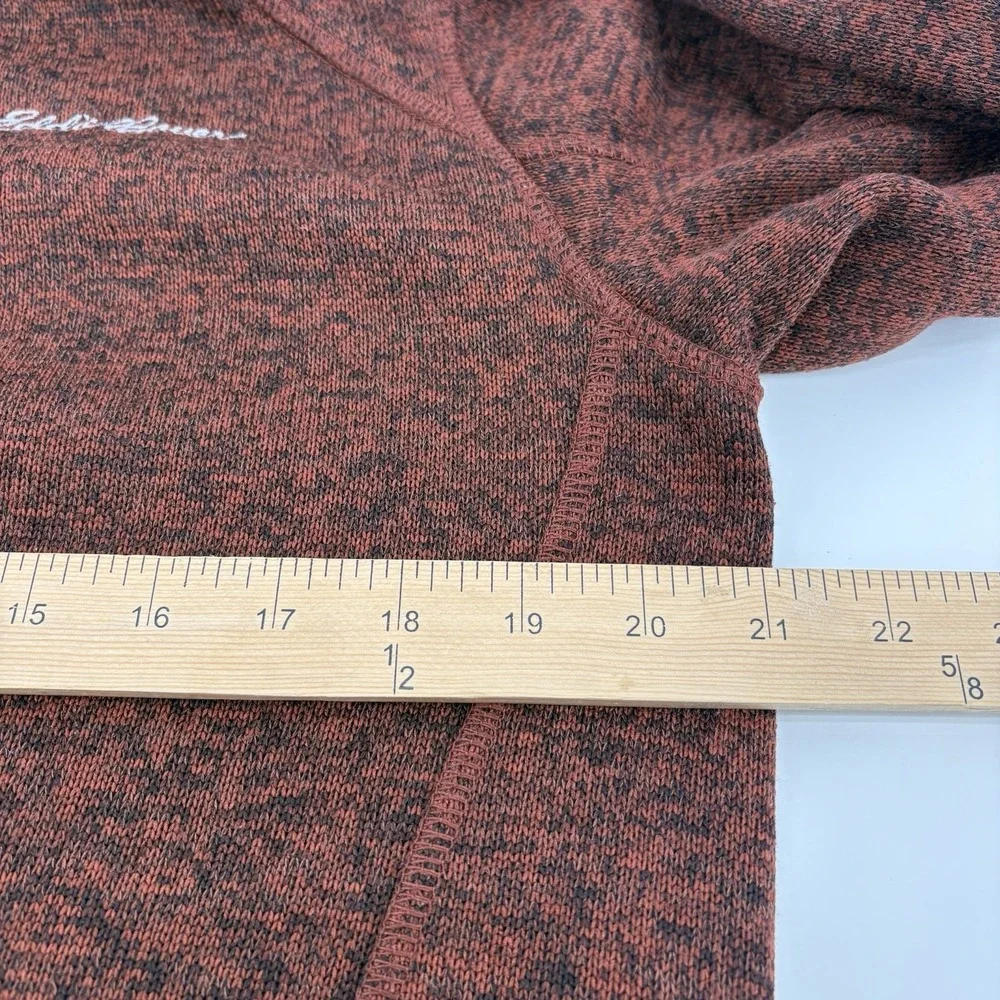 Eddie Bauer Fleece Mens M Quarter Zip Pullover Orange Sweater Sweatshirt Heather